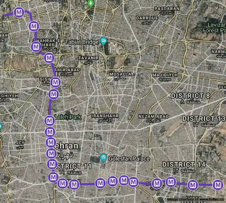 خط هفت متروی تهران و ایستگاههای آن