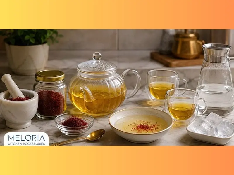 دم کردن زعفران با قوری