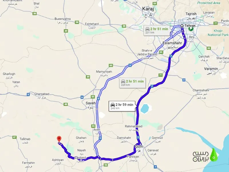 مسیر تهران تفرش