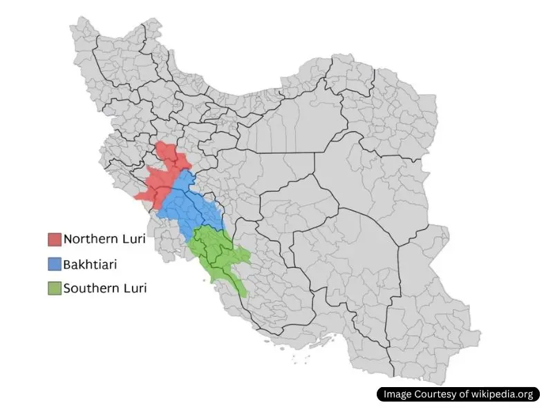 اقوام ایرانی؛ زیان و پراکندگی جغرافیایی آنها نقشه پراکندگی گویش های لری