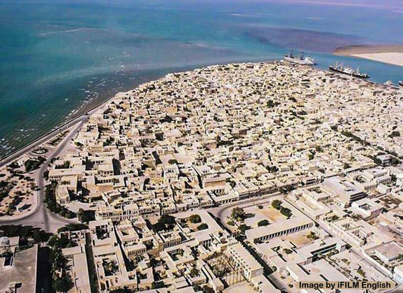 نمای هوایی بندر تجاری سیراف؛ نمونه‌ی دیگری از معماری تاریخی در شهرهای خلیج فارس