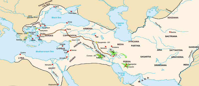 تاریخ هخامنشیان و نقشه حکومت ایران در آن زمان