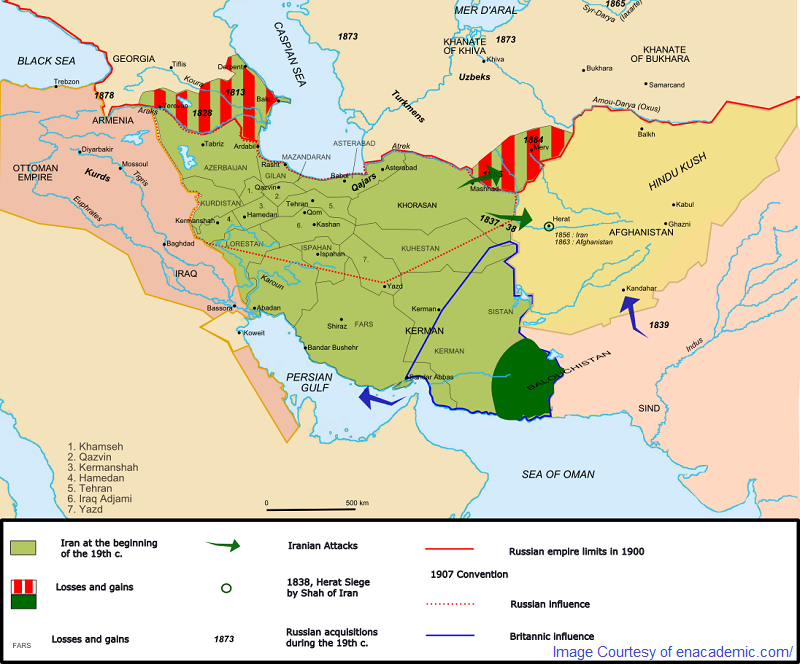 نقشه تاریخ قاجاریان