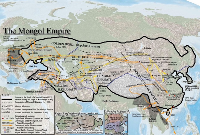 نقشه امپراتوری مغولان در تاریخ ایلخانیان