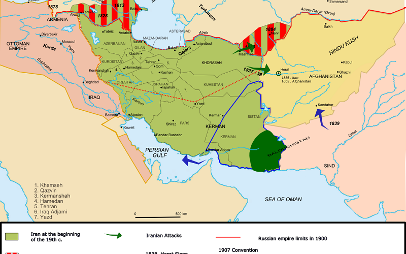 نقشه تاریخ قاجاریان
