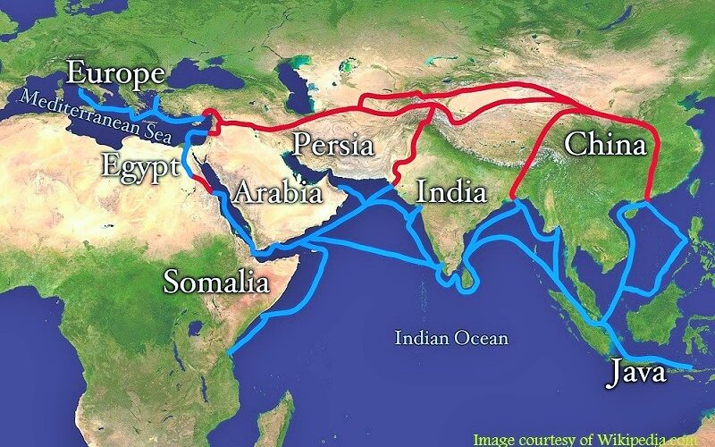 نقشه راه مسیر جاده ابریشم باستانی