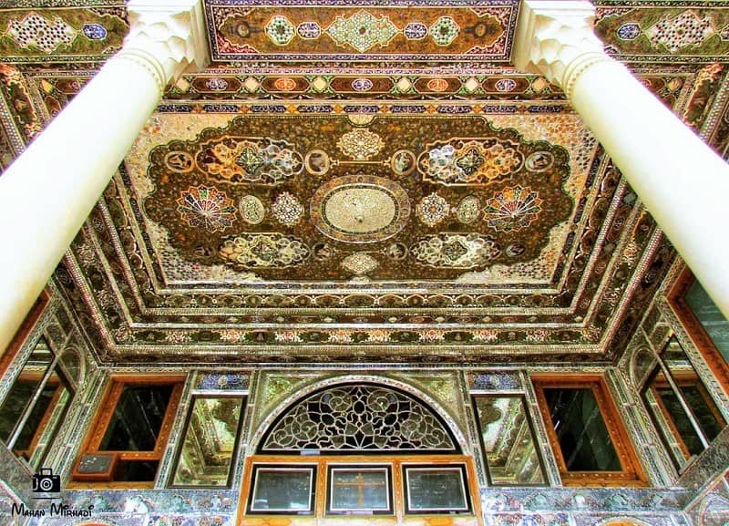 تزیینات سقف عمارت باغ نارنجستان شیراز
