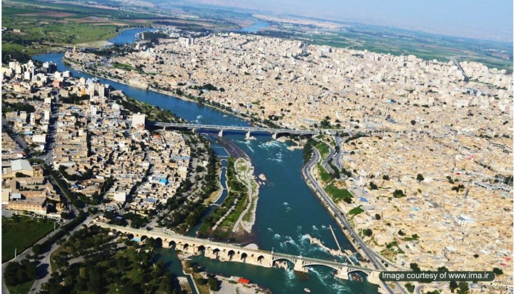 عکس هوایی از بالای شهر دزفول در استان خوزستان