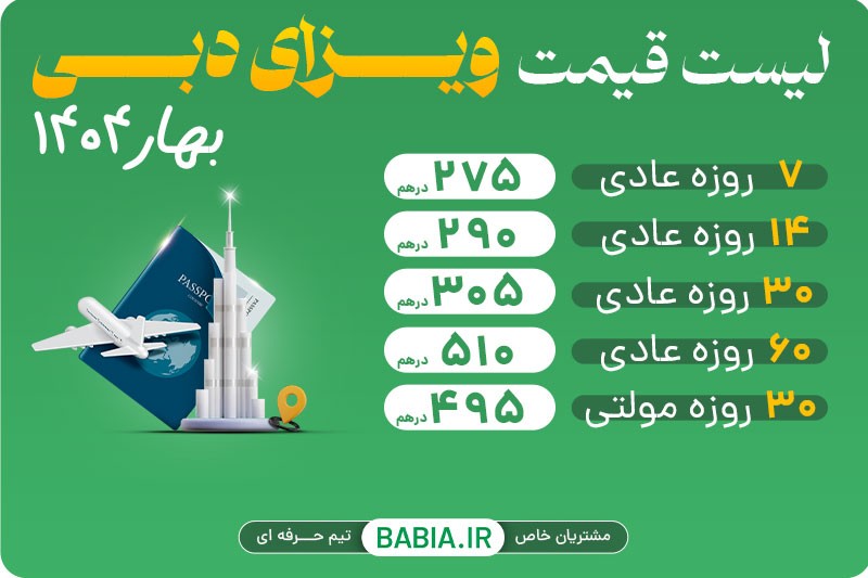 قیمت ویزای دبی به درهم