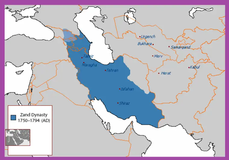 نقشه ایران در دوره زندیه