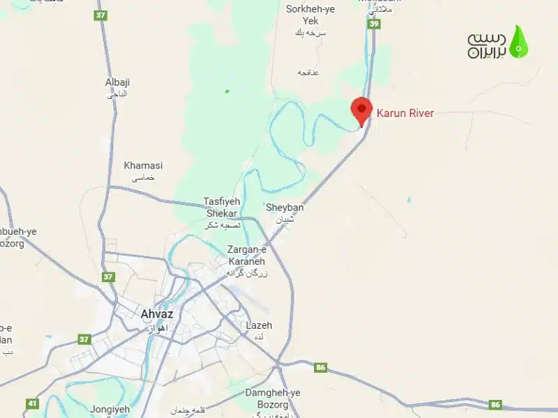 نقشه رود کارون