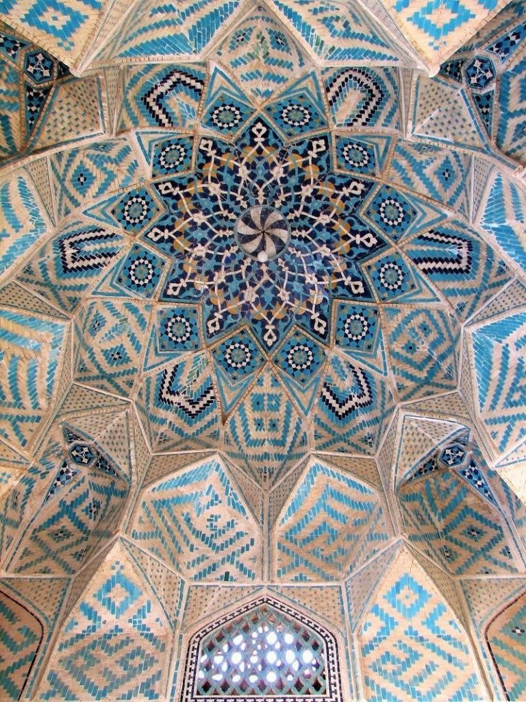 Ilkhanid architecture, ceiling decorations in Jame mosque in Kerman