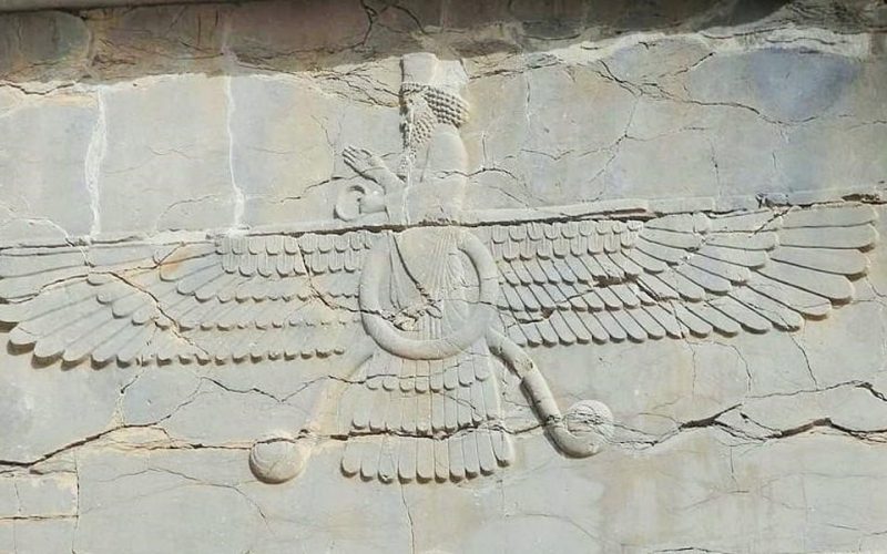 Iranian religions: Zoroastrian stone relief