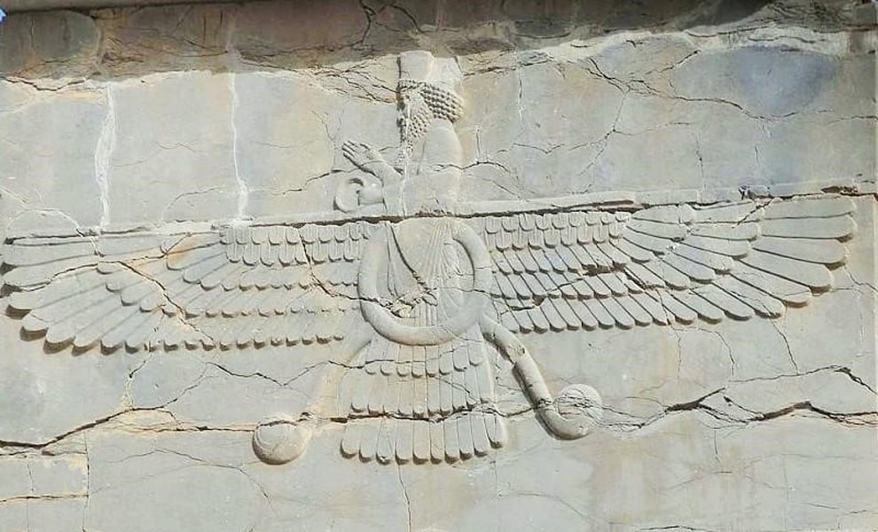 Iranian religions: Zoroastrian stone relief