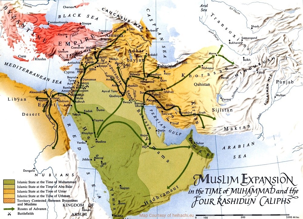 Map of Arabs' Invasion of Iran