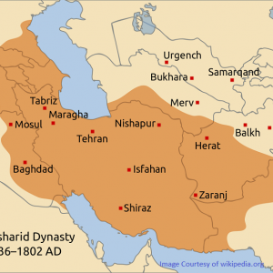 Map showing the history of Afsharids