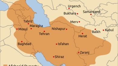 Map showing the history of Afsharids