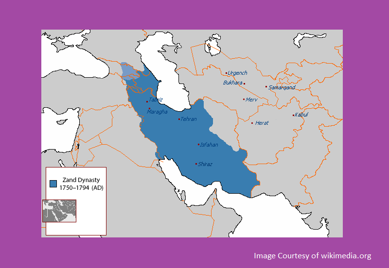 Map showing History of Zand Era