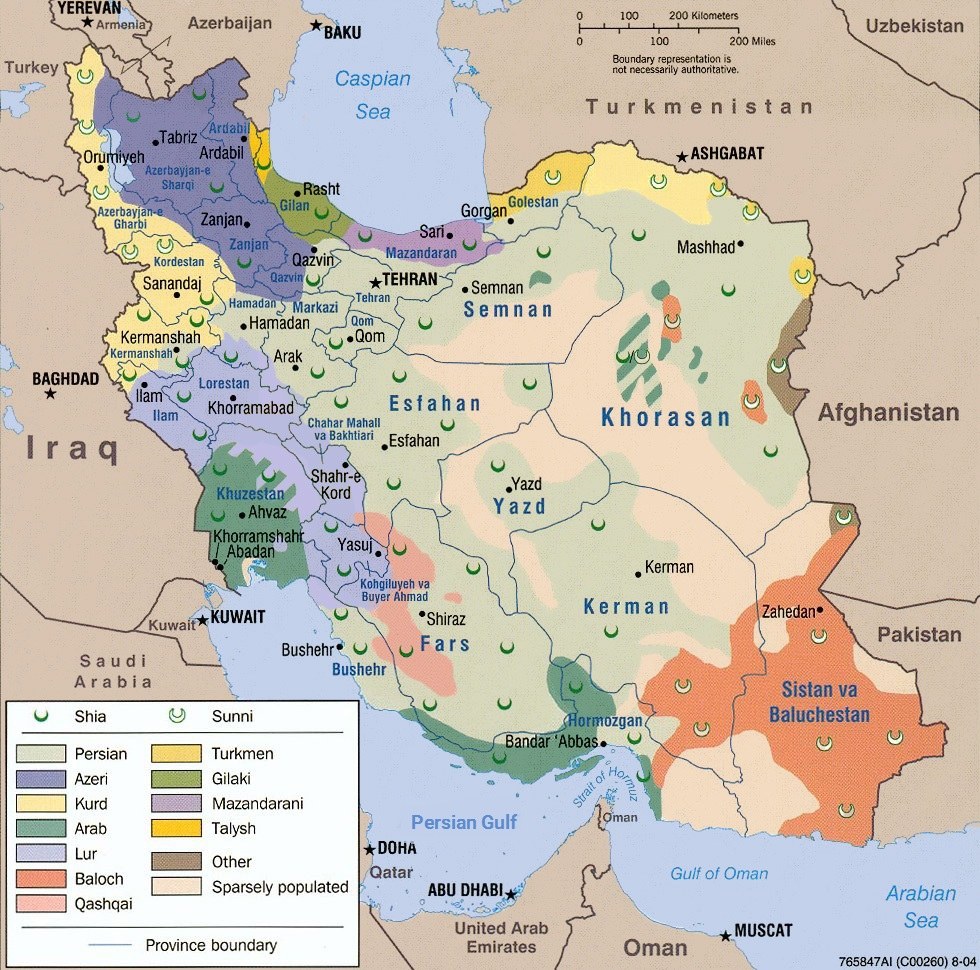 Map of Iran during the History of Pahlavis 