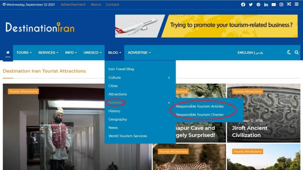 Responsible Tourism in Iran Menu