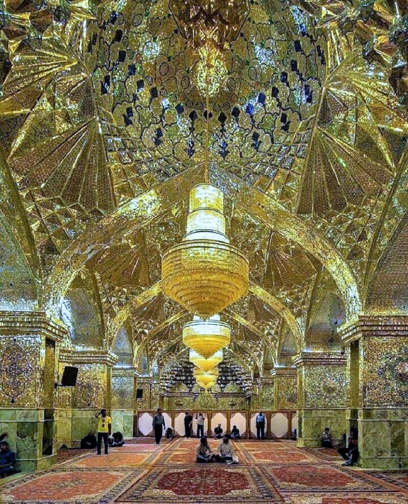 Mirror work inside the tomb of Ahmed Bin Musa in Shiraz