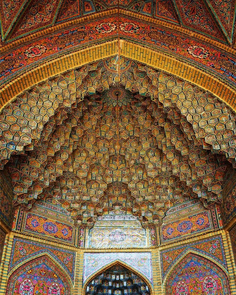 Ceiling decorations of Nasir ol-Mulk Mosque in Shiraz