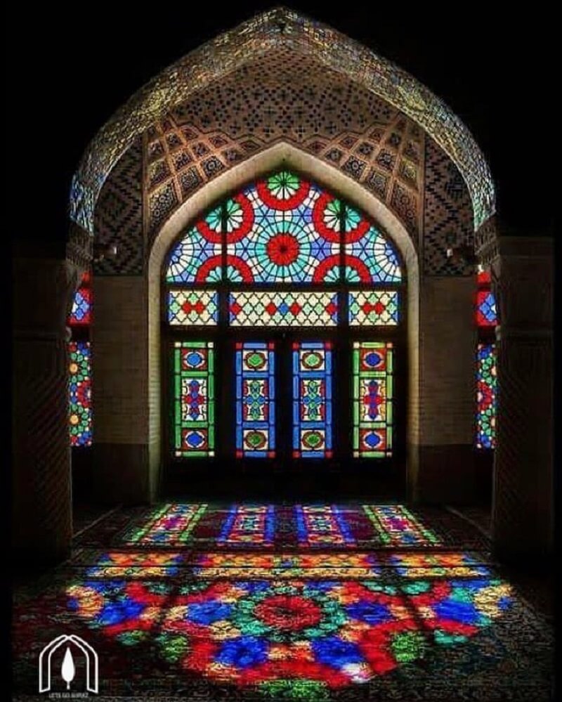 The colored window of the nave of the Nasir ol-Mulk Mosque