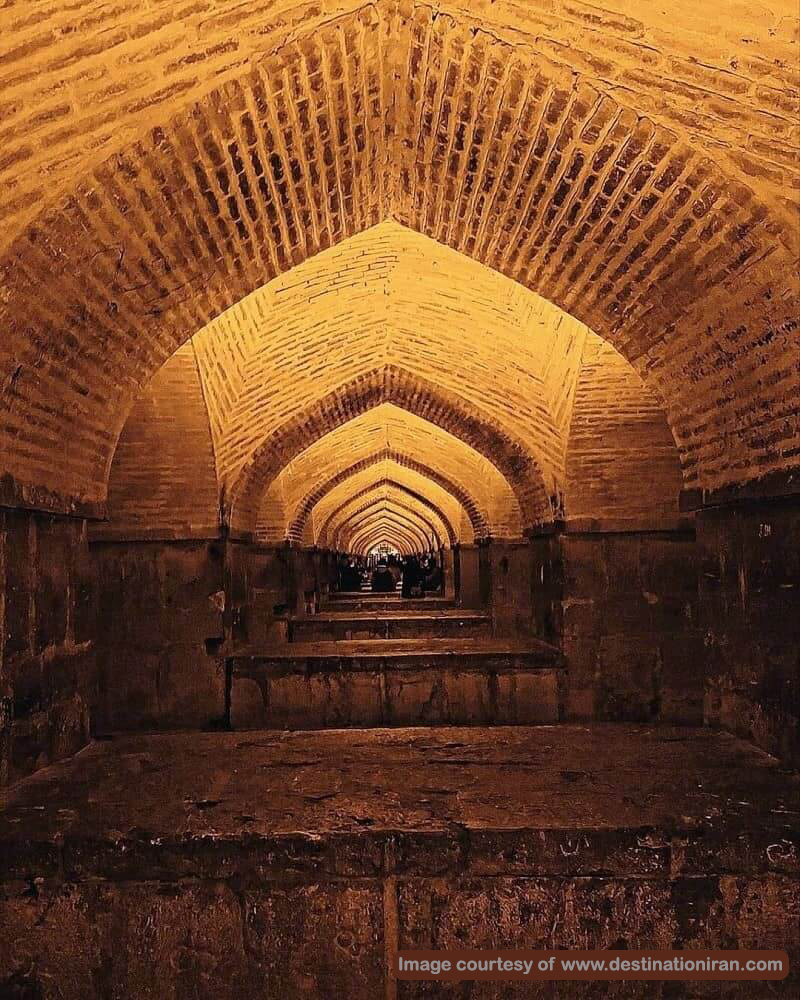 View of barrel vaults under the Khaju Bridge of Isfahan