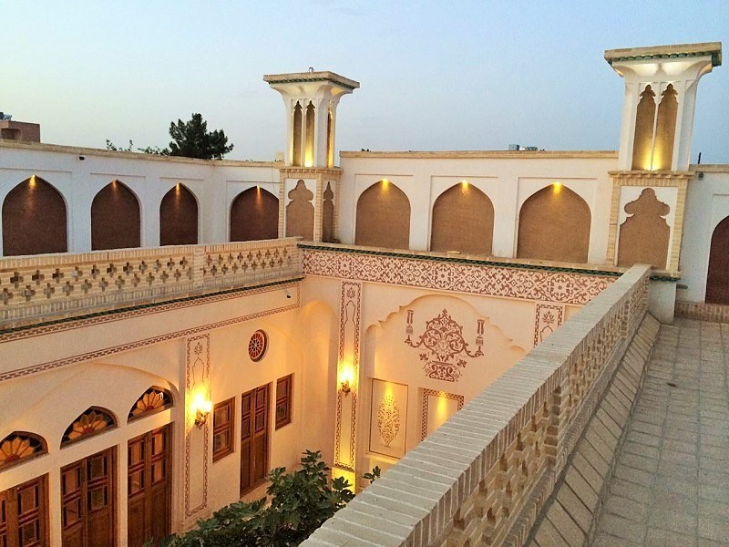 The sunken courtyard of the historical garden in Adel House of Kashan