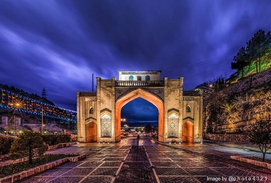 Quran Gate of Shiraz at night