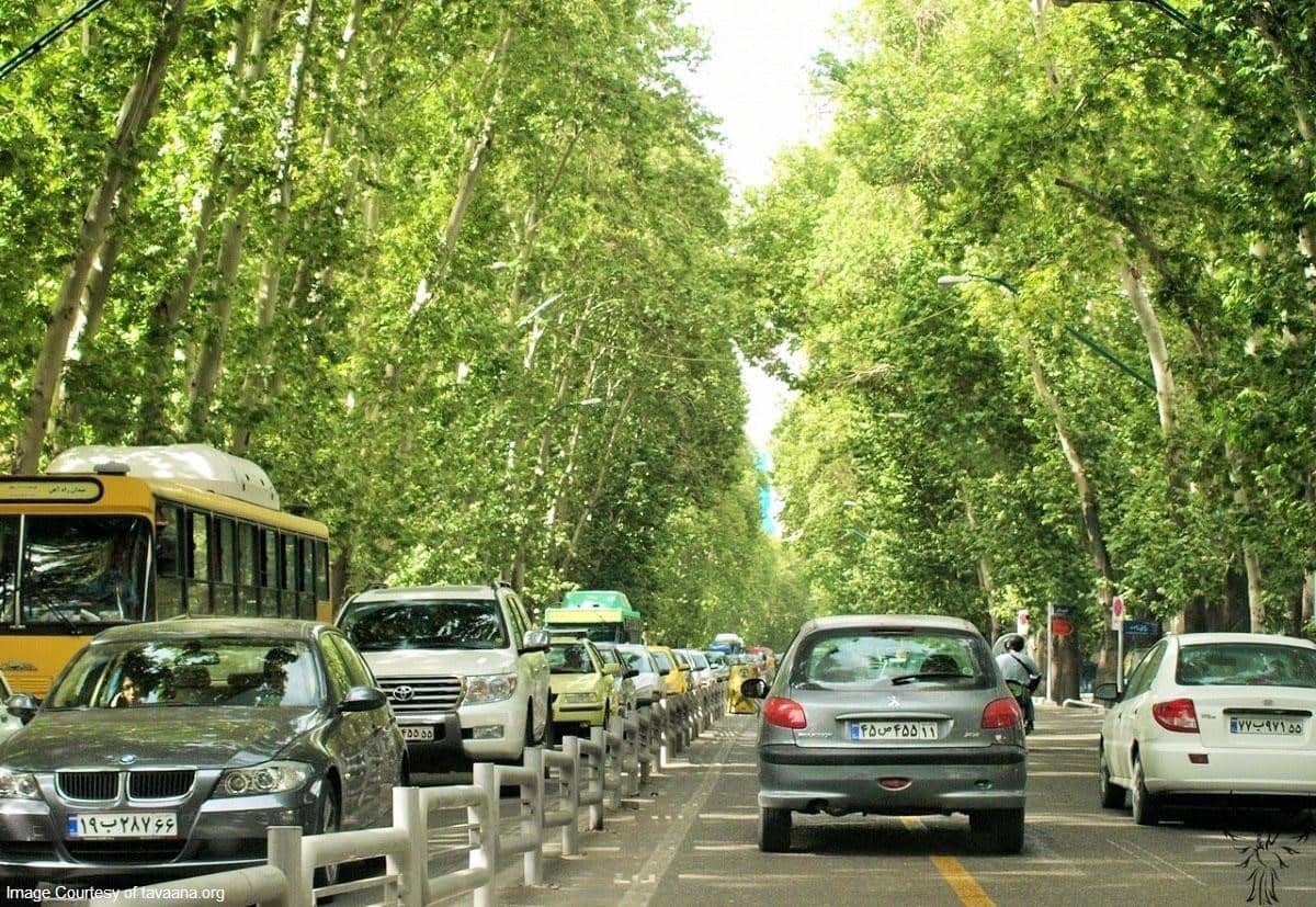 Traffic on Valiasr Street in Tehran