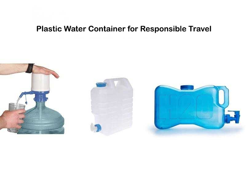 Plastic water container for responsible travel