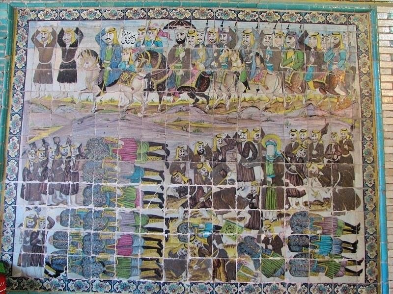 tilework showing scenes from the Ashura battle