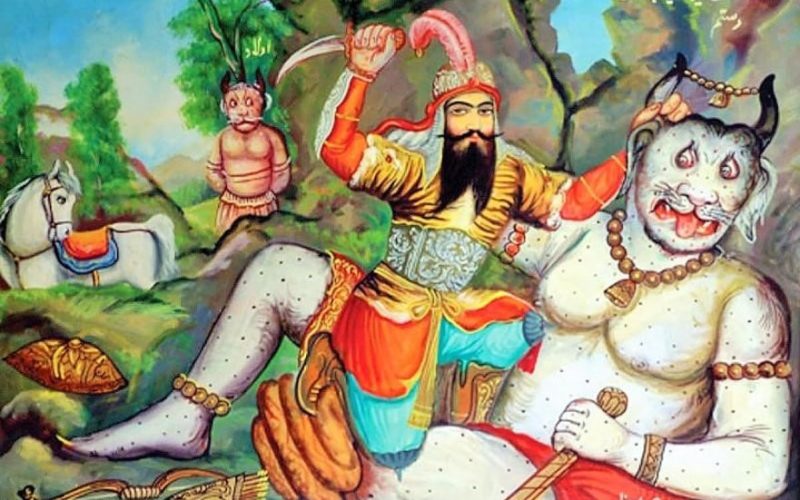 Iranian myths: battle of Rostam and the white devil