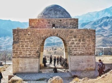 Visitors in Niasar fire temple near Kashan