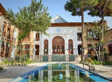courtyard and fountain in Takyeh Beyglarbeygi, Kermanshah