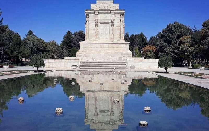 The pool and building of Abul-Qasem Ferdowsi mausoleum in Tous