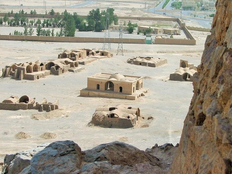 Historical buildings near Yazd Towers of Silence