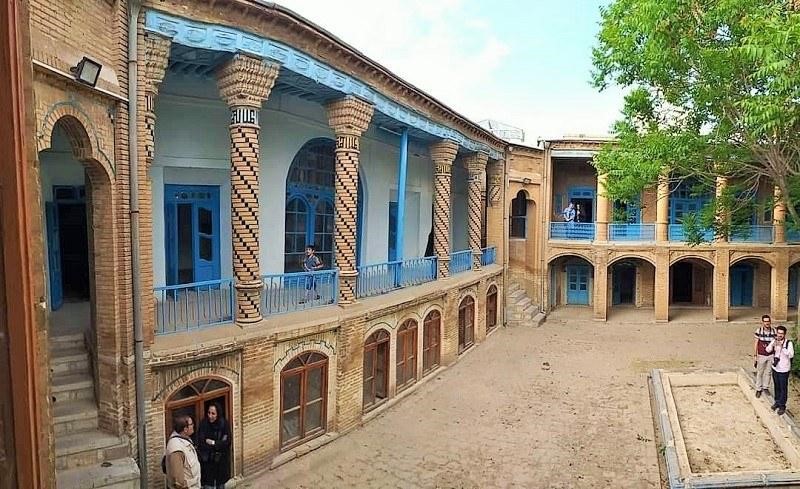 Qajar architecture in the courtyard of Khajeh Baruch house in Kermanshah