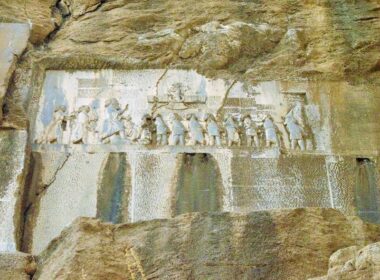Darius bas-relief in Bisotun UNESCO World Heritage site